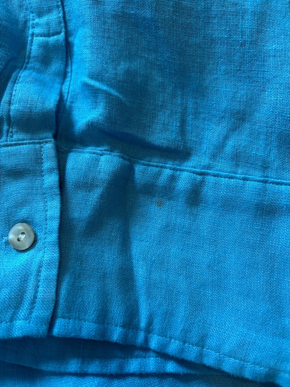 Eileen Fisher Teal Tunic Split V-Neck Linen Top Turquoise - Picture 3 of 3